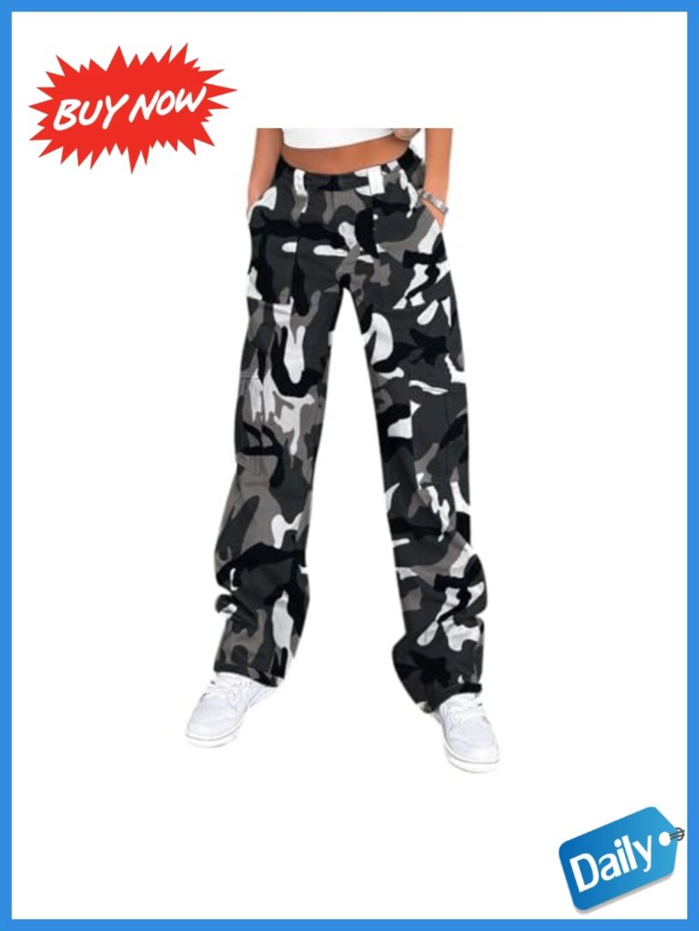 High Waisted Cargo Pants Women Baggy Wide Leg Stretch 6 Pockets Y2K Streetwear